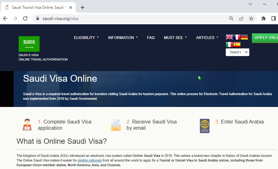 SAUDI Kingdom of Saudi Arabia Official Visa Online - Saudi Visa Online Application - サウジアラビア公式申請センター